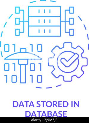 Data stored in database blue gradient concept icon Stock Vector