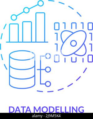 Data modelling blue gradient concept icon Stock Vector