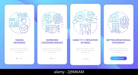 Advantages of big data blue gradient onboarding mobile app screen Stock Vector