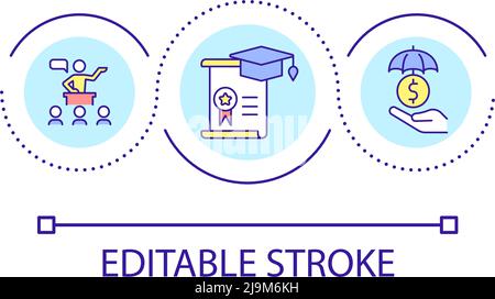 Graduation programs loop concept icon Stock Vector