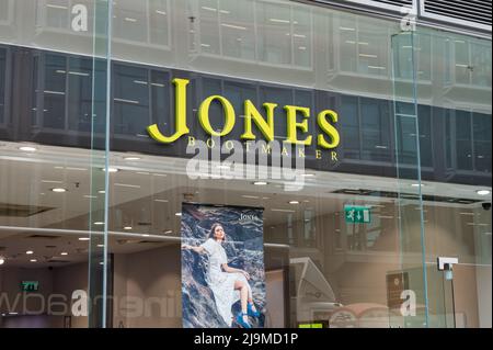 London, UK- May 3, 2022: The sign for Jone Bootmaker store in London Stock Photo