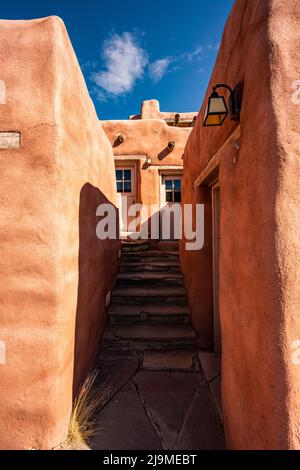 Staircase Leading To Rooms In The Old Painted Desert Inn Stock Photo