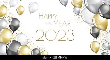 Happy New year 2023 festive balloons greeting card Stock Photo