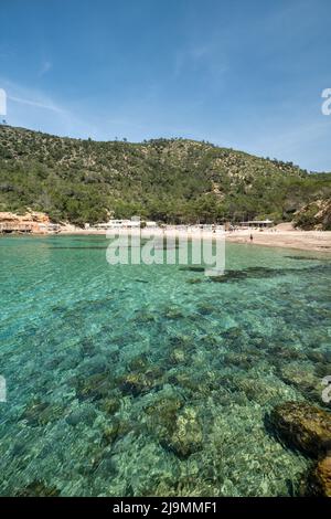 Cala Benirras,  Badebucht, Ibiza, Eivissa, Balearen, Spanien, Europa Stock Photo