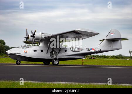 Consolidated PBY Catalina flying boat on Leeuwarden airbase. The Netherlands. June 10, 2016 Stock Photo