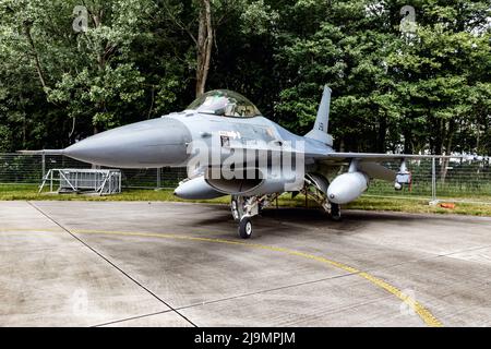 Royal Netherlands Air Force F-16AM fighter jet at Leeuwarden Airbase. The Netherlands - June 10, 2016 Stock Photo