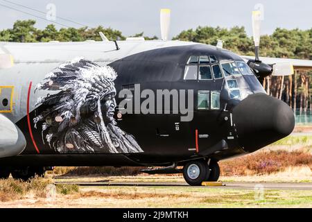 Special Painted Lockheed C-130H Hercules transport plane of the Belgian Air Force at Kleine-Brogel Air Base. September 8, 2018 Stock Photo