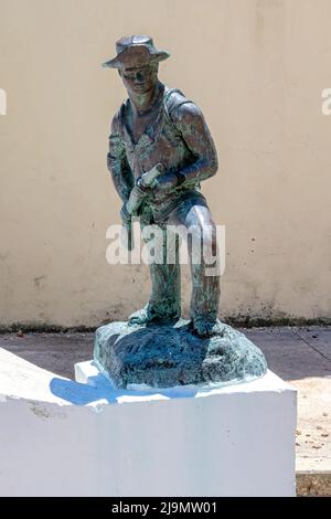 An old sculpture of a soldier in the Fortaleza de San Carlos de la Cabaña. Stock Photo