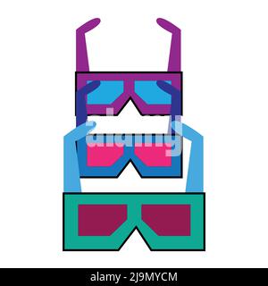 cinema 3d glass three color glasses vector Stock Vector