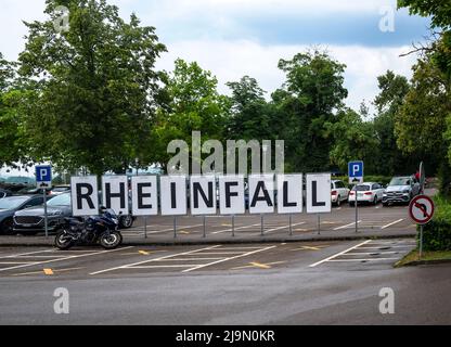 View of the entrance of the Rhine falls a waterfall located in Switzerland and the most powerful waterfall in Europe. Stock Photo