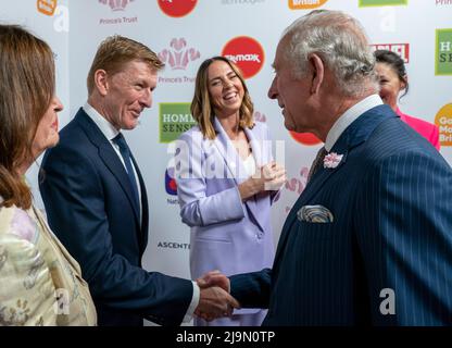 The Prince of Wales meets with Major Tim Peake and Mel C as he attends the eighteenth Prince's Trust Awards at the Theatre Royal, London. Picture date: Tuesday May 24, 2022. Stock Photo