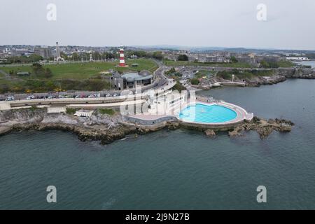 Plymouth Lido 2022 after refurb Devon UK drone aerial view Stock Photo