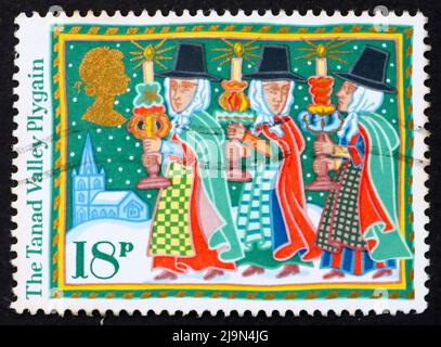 GREAT BRITAIN - CIRCA 1986: a stamp printed in the Great Britain shows Tanad Valley Plygain, Christmas, circa 1986 Stock Photo