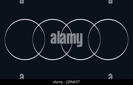 Intersecting, overlapping circles, rings. Stock vector illustration, clip-art graphics Stock Vector