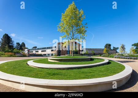 RHS Wisley . May 2022. Hilltop building in the background Stock Photo