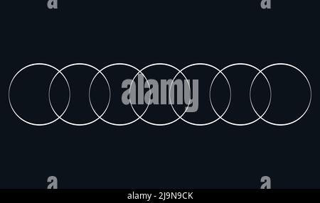 Intersecting, overlapping circles, rings. Stock vector illustration, clip-art graphics Stock Vector