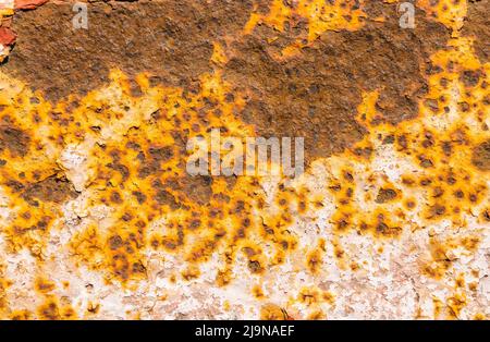 Background of peeling paint and rusty old metal Stock Photo