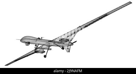 Unmanned Aerial Vehicle (UAV) , body structure, wire model Stock Photo ...