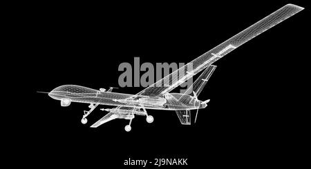 Unmanned Aerial Vehicle (UAV) , body structure, wire model Stock Photo