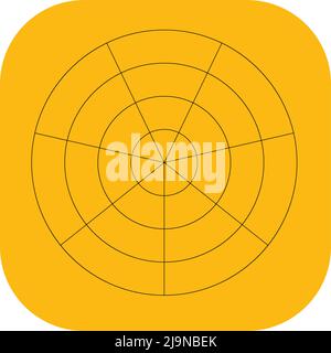 Polar, circular grid, mesh. Pie chart, graph element. Stock vector illustration, clip-art graphics Stock Vector