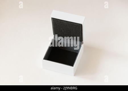 Opened gift box mock up on white background Stock Photo