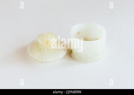 Round onyx box mock up on white background. Stock Photo