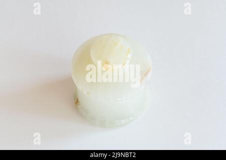 Round onyx box mock up on white background. Stock Photo