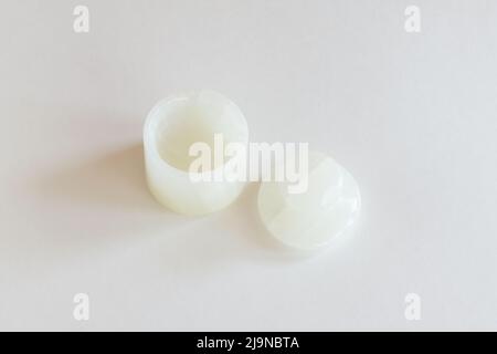 Round onyx box mock up on white background. Stock Photo