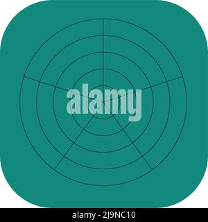 Polar, circular grid, mesh. Pie chart, graph element. Stock vector illustration, clip-art graphics Stock Vector