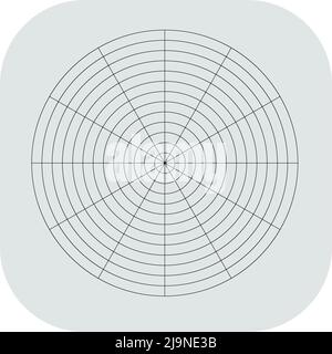 Polar, circular grid, mesh. Pie chart, graph element. Stock vector illustration, clip-art graphics Stock Vector