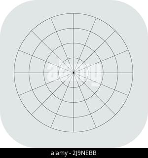 Polar, circular grid, mesh. Pie chart, graph element. Stock vector illustration, clip-art graphics Stock Vector