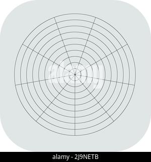 Polar, circular grid, mesh. Pie chart, graph element. Stock vector illustration, clip-art graphics Stock Vector