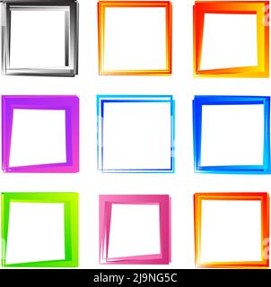 Random square contour frame, border element. Stock vector illustration, clip-art graphics Stock Vector