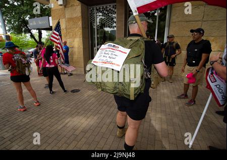 Republic Square Park. 24th May, 2022. Carry The Load West Coast Route of the 2022 National Relay arrives to rally and honor the sacrifices of our nationÕs heroes at Republic Square Park. Austin, Texas. Mario Cantu/CSM/Alamy Live News Stock Photo