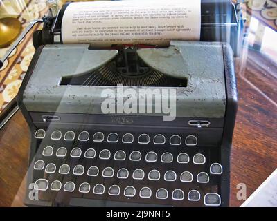 Ernest Hemingway's typewriter found in the Cuban home of the famous writer. Stock Photo