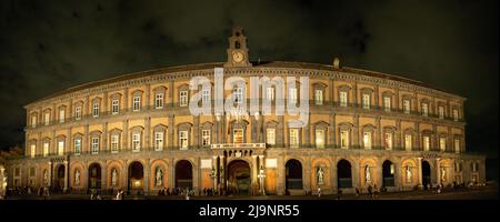 Panorama of Naples Royal Palace in Piazza del Plebiscito Stock Photo