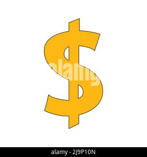 dollar symbol icon yellow color. on white background Stock Vector