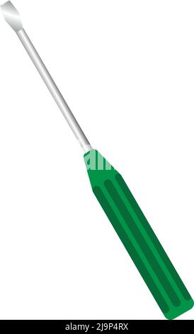 green color screwdriver. on white background Stock Vector