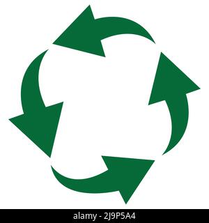rotation or recycling arrows green color. on white background Stock Vector
