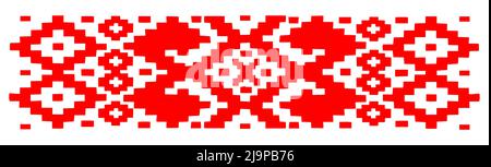 Red stylized folk Slavic patterns. Belarusian flag pattern. Seamless folk pattern. Vector illustration Stock Vector