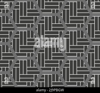 Herringbone parquet laminate floor wall texture with honeycomb. Herringbone floor seamless pattern Stock Vector
