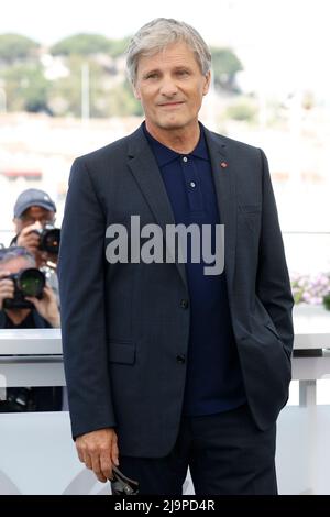 Cannes, Frankreich. 24th May, 2022. Viggo Mortensen poses at the photocall of 'Crimes of the Future' during the 75th Annual Cannes Film Festival at Palais des Festivals in Cannes, France, on 24 May 2022. Credit: dpa/Alamy Live News Stock Photo