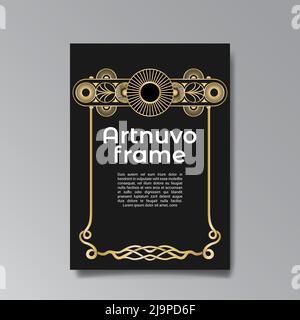 Art Deco A4 page template, retro style for web and print, city and the lights pattern with golden lines. Modern design for menu or flyer, luxury gentl Stock Vector