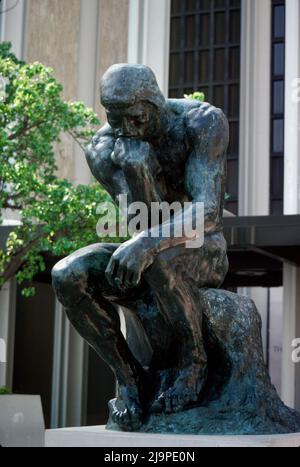 Auguste Rodin's 'The Thinker' outside museum in Los Angeles, California  1979 Stock Photo