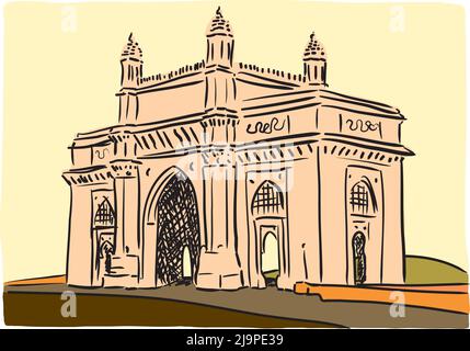 Mumbai Gateway of India, vector illustration Stock Vector