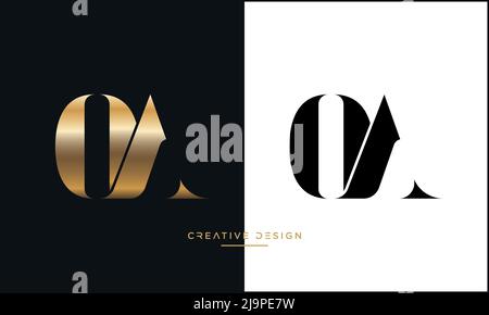 Alphabet Letters OA, AO Abstract Logo Monogram Stock Vector