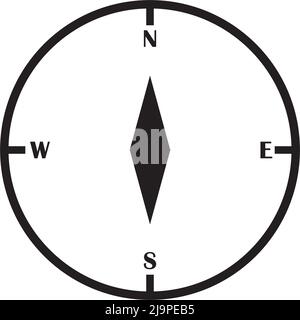 compass with North, South, East and West indicated in compass icon isolated on white background.vector illustration. Stock Vector