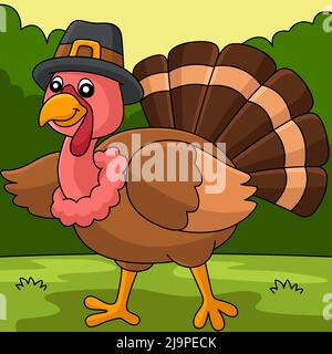 Thanksgiving Turkey Pilgrim Hat Illustration Stock Vector