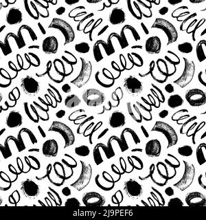 Hand drawn curved lines doodle seamless pattern. Stock Vector