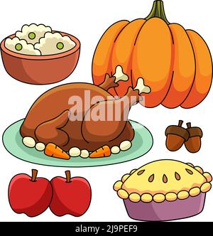 Thanksgiving Feast Cartoon Clipart Illustration Stock Vector